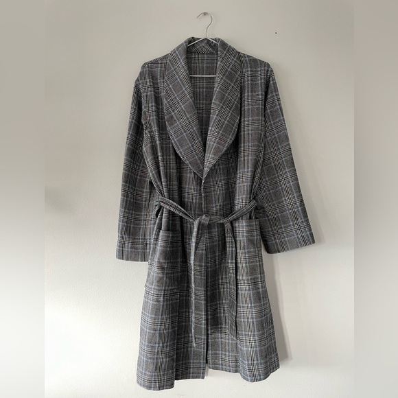 Handmade Blue Plaid Belted Coat - Picture 1 of 16